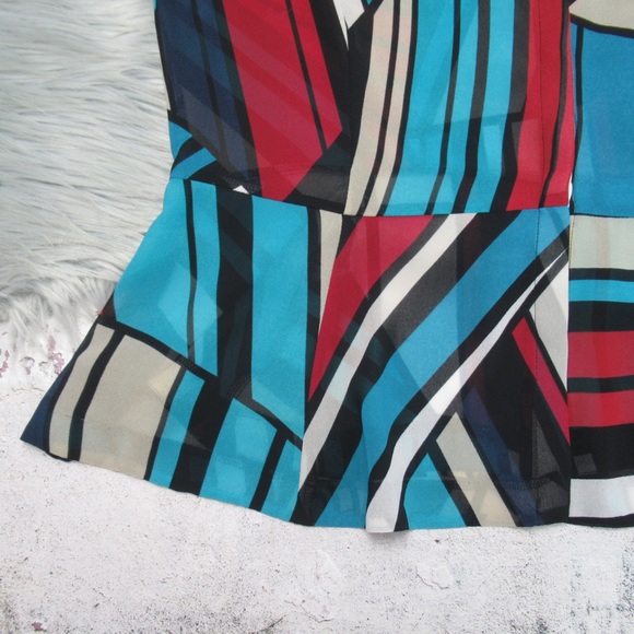 DKNYC Sheer Peplum Striped Multicolored Blouse Sleeveless Button Front Women’s 8 - Picture 8 of 12